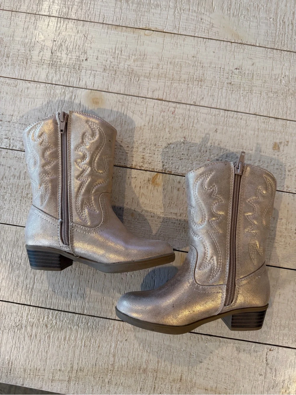 Jumping Beans Shimmer Cowboy Boots in Rose Gold - 10T